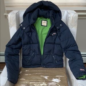 Hollister navy blue puffer jacket